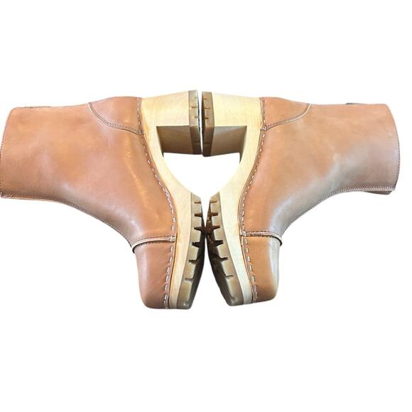 Swedish Hasbeens Stitchy  Leather Ankle Boot Wood Clog Midsole NEW EU 36 US 6 - Picture 6 of 9